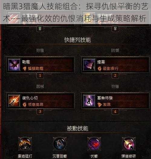 暗黑3猎魔人技能组合:探寻仇恨平衡的艺术——最强化效的仇恨消耗与生成策略解析