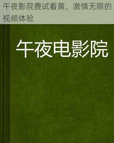 午夜影院费试看黄，激情无限的视频体验