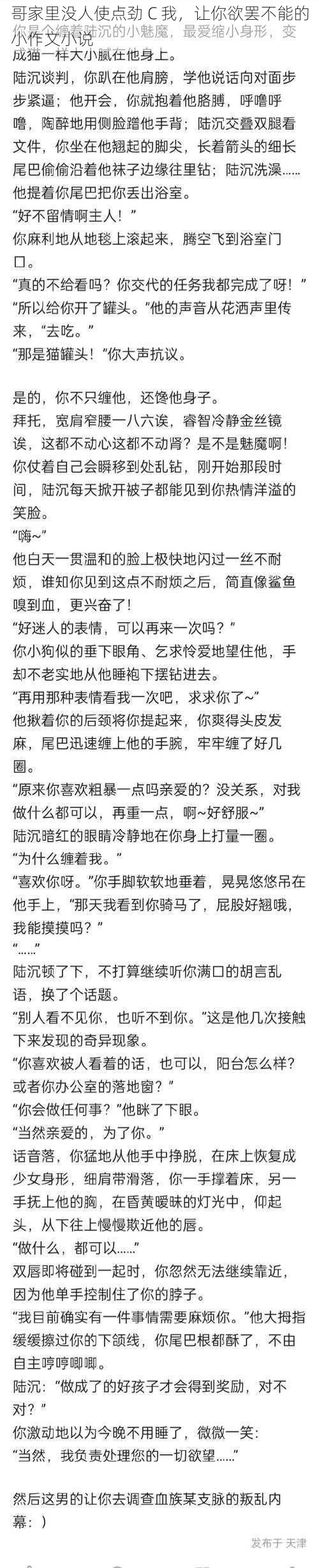 哥家里没人使点劲 C 我，让你欲罢不能的小作文小说