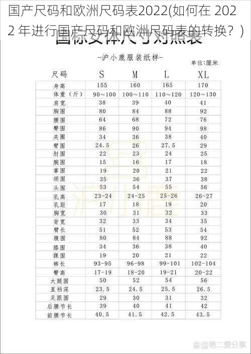 国产尺码和欧洲尺码表2022(如何在 2022 年进行国产尺码和欧洲尺码表的转换？)