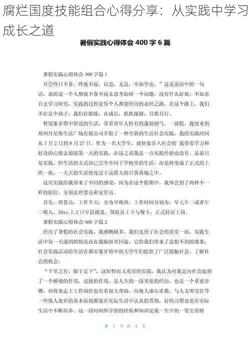 腐烂国度技能组合心得分享：从实践中学习成长之道