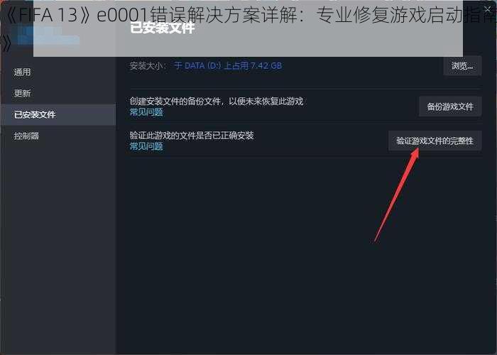 《FIFA 13》e0001错误解决方案详解：专业修复游戏启动指南》