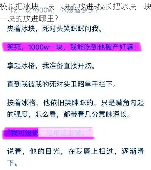 校长把冰块一块一块的放进-校长把冰块一块一块的放进哪里？