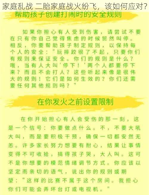 家庭乱战 二胎家庭战火纷飞，该如何应对？