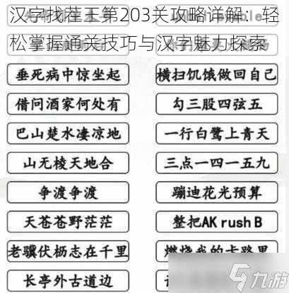 汉字找茬王第203关攻略详解：轻松掌握通关技巧与汉字魅力探索