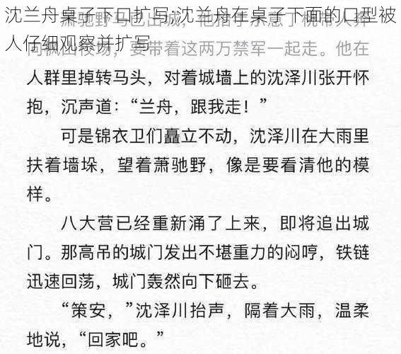 沈兰舟桌子下口扩写;沈兰舟在桌子下面的口型被人仔细观察并扩写