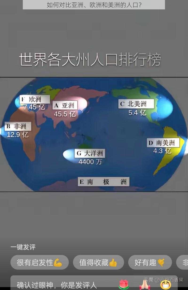 如何对比亚洲、欧洲和美洲的人口？