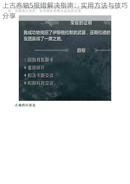 上古卷轴5报错解决指南：实用方法与技巧分享