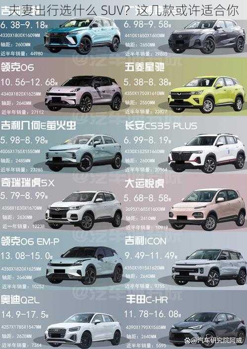 夫妻出行选什么 SUV？这几款或许适合你