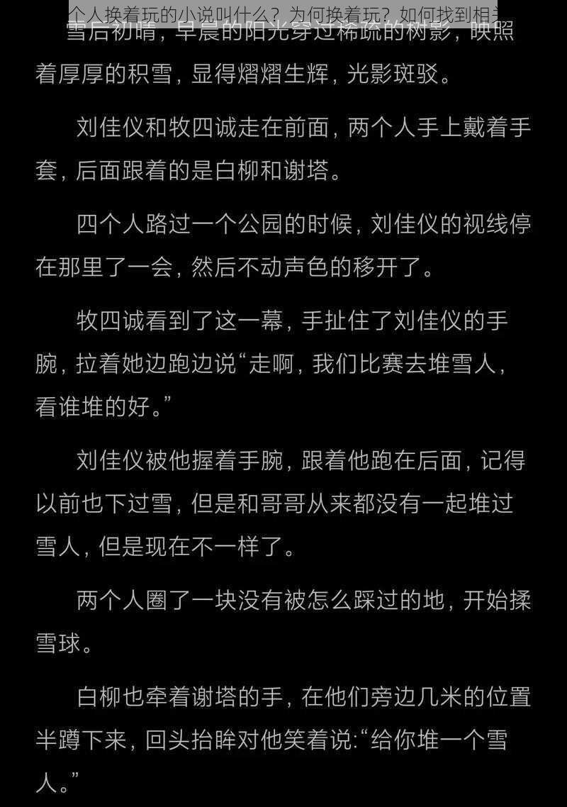 我们四个人换着玩的小说叫什么？为何换着玩？如何找到相关小说？