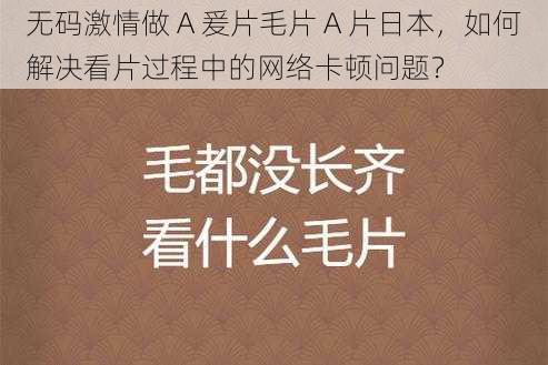 无码激情做 A 爰片毛片 A 片日本，如何解决看片过程中的网络卡顿问题？